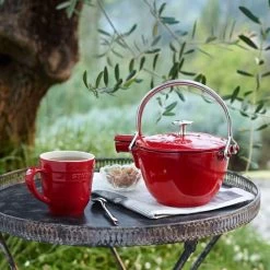 Staub 1 Qt. Round Tea Kettle | Cherry Red 9 Staub 1 Qt. Round Tea Kettle | Cherry Red -Staub Shop 000016940