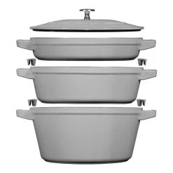 Staub Stackable Cocotte, Braiser, And Grill Pan With Lid | Graphite Grey