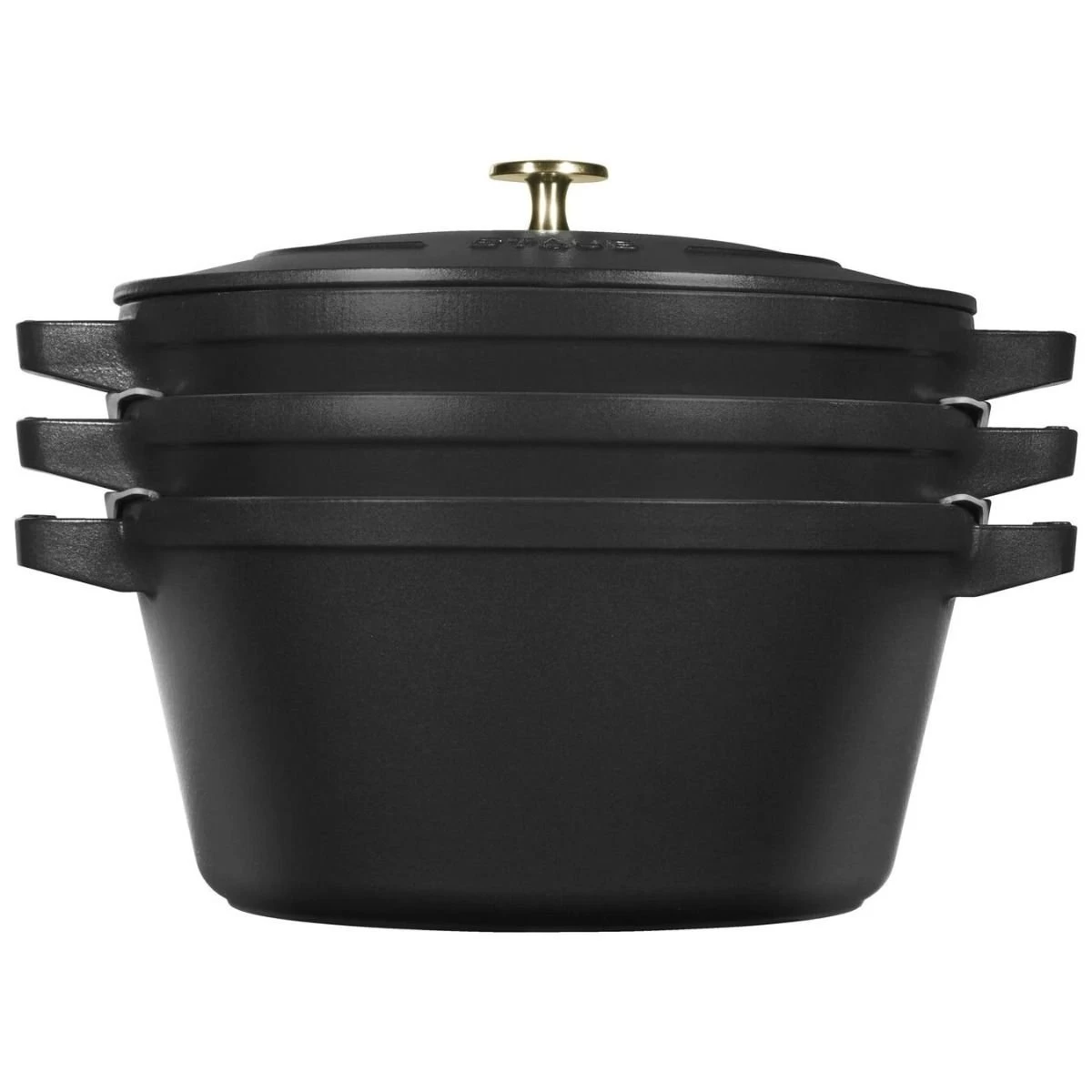 Staub Stackable Cocotte, Braiser, And Grill Pan With Lid | Black 4 Staub Stackable Cocotte, Braiser, And Grill Pan With Lid | Black - Image 2