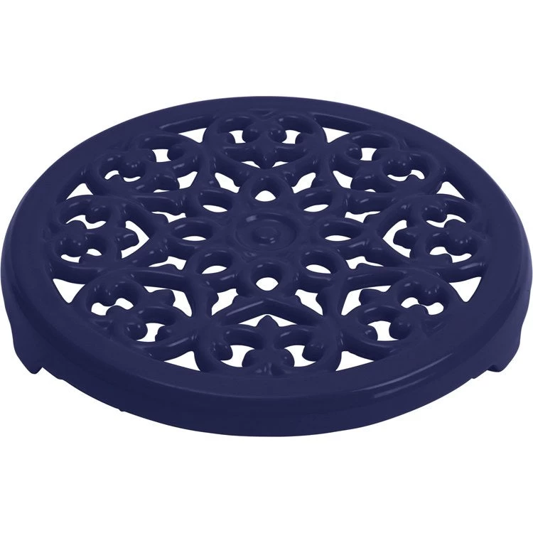 Staub 9" Round Cast Iron Lilly Trivet - Dark Blue 3 Staub 9" Round Cast Iron Lilly Trivet - Dark Blue