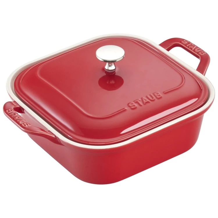 Staub 9" X 9" Square Ceramic Covered Baking Dish - Cherry 3 Staub 9" X 9" Square Ceramic Covered Baking Dish - Cherry