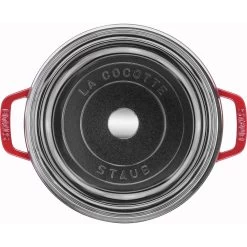 Staub 4 Qt. Round Cocotte/Dutch Oven With Glass Lid | Cherry Red -Staub Shop 11412406 2