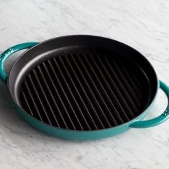 Staub 10" Cast Iron Pure Grill Pan | Turquoise -Staub Shop 12030105 ls 1 1