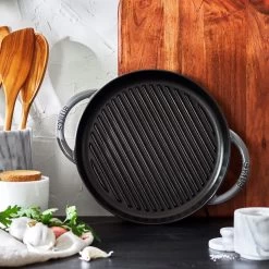 Staub 10" Cast Iron Pure Grill Pan | Graphite Grey -Staub Shop 1203018 ls 01