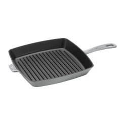 Staub 12" Square Cast Iron Grill Pan & Press Set | Graphite Grey -Staub Shop 12123018 1