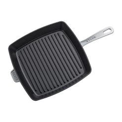Staub 12" Square Cast Iron Grill Pan & Press Set | Graphite Grey -Staub Shop 12123018 2