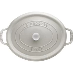 STAUB La Cocotte 6.75 L Cast Iron Oval Cocotte, White Truffle -Staub Shop 14684452 2