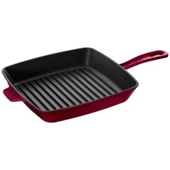 STAUB Grill Pans 26 Cm Cast Iron Square American Grill, Bordeaux