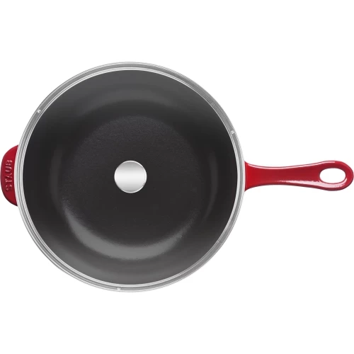 STAUB Pans 26 Cm / 10 Inch Cast Iron Daily Pan With Glass Lid, Cherry 4 STAUB Pans 26 Cm / 10 Inch Cast Iron Daily Pan With Glass Lid, Cherry - Image 2