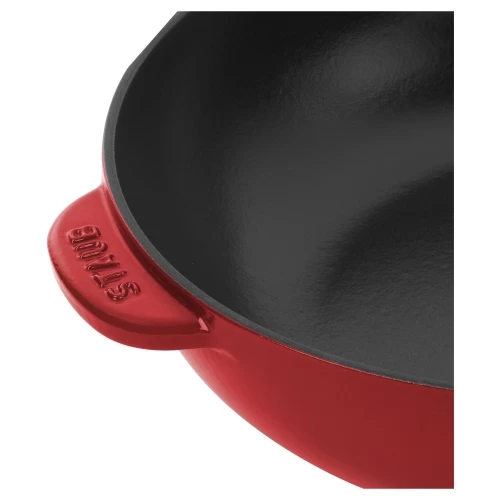 STAUB Pans 26 Cm / 10 Inch Cast Iron Daily Pan With Glass Lid, Cherry 6 STAUB Pans 26 Cm / 10 Inch Cast Iron Daily Pan With Glass Lid, Cherry - Image 4