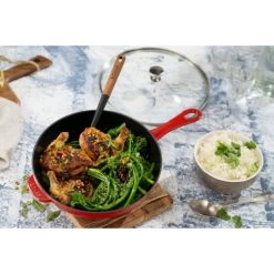 STAUB Pans 26 Cm / 10 Inch Cast Iron Daily Pan With Glass Lid, Cherry 14 STAUB Pans 26 Cm / 10 Inch Cast Iron Daily Pan With Glass Lid, Cherry -Staub Shop 16663676 4