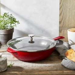 STAUB Pans 26 Cm / 10 Inch Cast Iron Daily Pan With Glass Lid, Cherry 16 STAUB Pans 26 Cm / 10 Inch Cast Iron Daily Pan With Glass Lid, Cherry -Staub Shop 16663676 6