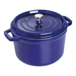 STAUB La Cocotte 4.75 L Cast Iron Round Tall Cocotte, Dark-Blue