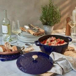 Staub 3.75 Qt Essential French Oven With Lilly Lid | Dark Blue 10 Staub 3.75 Qt Essential French Oven With Lilly Lid | Dark Blue -Staub Shop 424422873