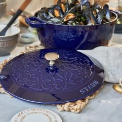 Staub 3.75 Qt Essential French Oven With Lilly Lid | Dark Blue 9 Staub 3.75 Qt Essential French Oven With Lilly Lid | Dark Blue -Staub Shop 424422961