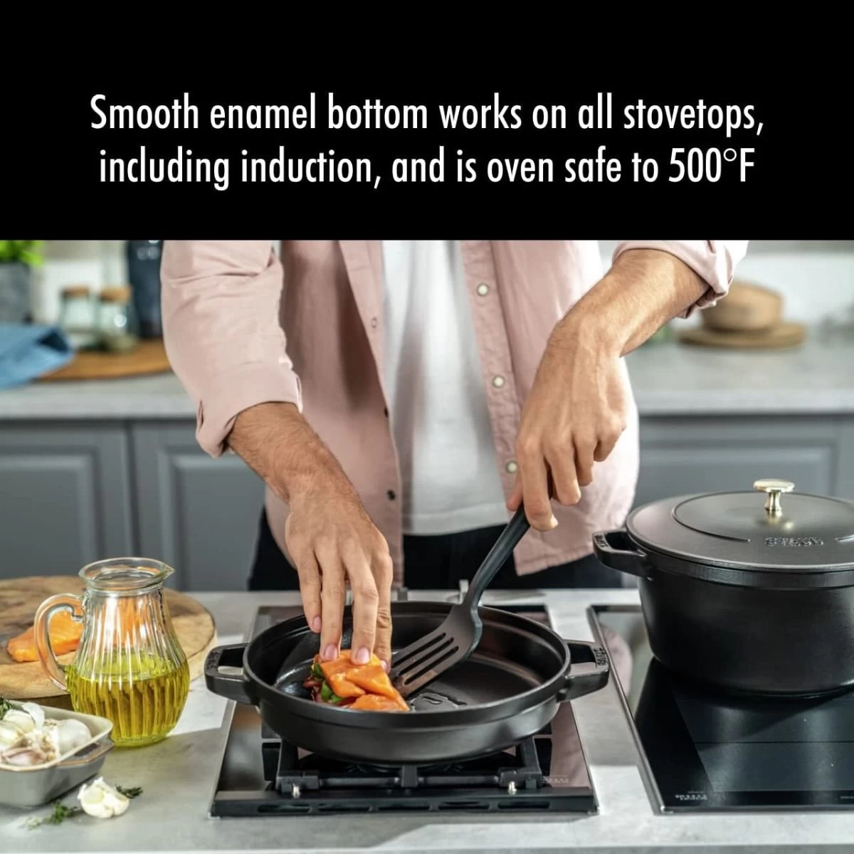 Staub Stackable Cocotte, Braiser, And Grill Pan With Lid | Black 14 Staub Stackable Cocotte, Braiser, And Grill Pan With Lid | Black - Image 12