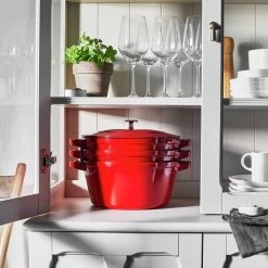 Staub Stackable Cocotte, Braiser, And Grill Pan With Lid | Cherry -Staub Shop 750051523