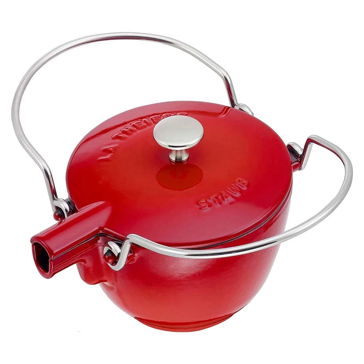 Staub 1 Qt. Round Tea Kettle | Cherry Red 4 Staub 1 Qt. Round Tea Kettle | Cherry Red - Image 2