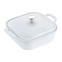 Staub 9" X 9" Ceramic Square Covered Baking Dish - White