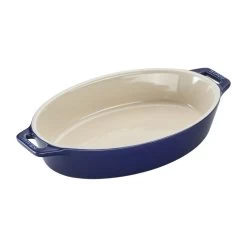 Staub 9" Ceramic Oval Baking Dish - Dark Blue