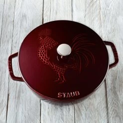 Staub 3.75 Qt. Essential French Oven With Rooster Lid | Grenadine -Staub Shop staub cast iron 3 75 qt essentia