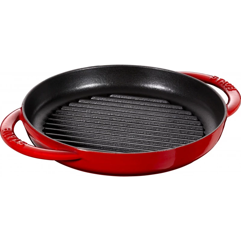 Pan Staub Cast Iron Grill Round 22 Cm, Cherry 40511-524-0 3 Pan Staub Cast Iron Grill Round 22 Cm, Cherry 40511-524-0