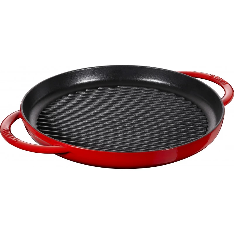 Pan Staub Cast Iron Grill Round 30 Cm, Cherry 40511-525-0 3 Pan Staub Cast Iron Grill Round 30 Cm, Cherry 40511-525-0