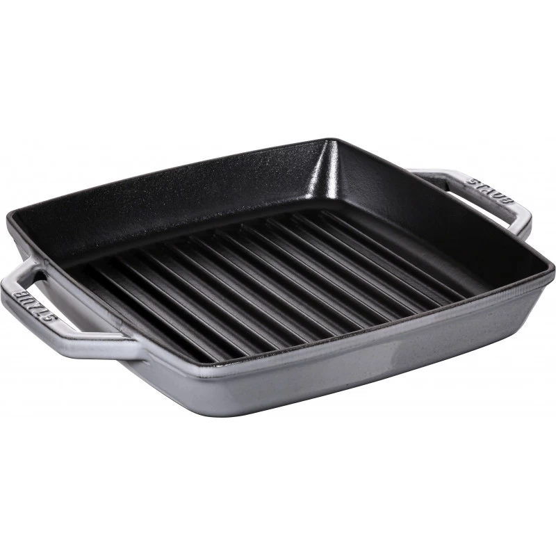 Pan Staub Cast Iron Grill Square 23 Cm, Graphite Grey 40511-729-0 3 Pan Staub Cast Iron Grill Square 23 Cm, Graphite Grey 40511-729-0