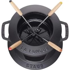 Staub Round Fondue Set 16 Cm, Black 40511-970-0 -Staub Shop staub la fondue set 1 1 l black 40511 970 0 1