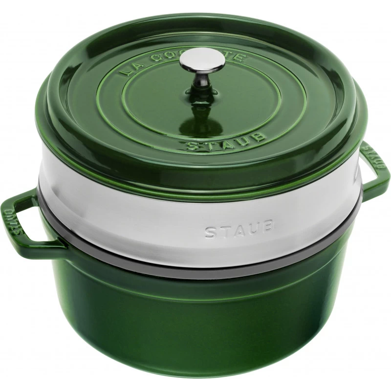 Staub Round Cocotte With Steamer 26 Cm, Basil 40510-603-0 4 Staub Round Cocotte With Steamer 26 Cm, Basil 40510-603-0 - Image 2