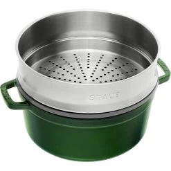 Staub Round Cocotte With Steamer 26 Cm, Basil 40510-603-0 7 Staub Round Cocotte With Steamer 26 Cm, Basil 40510-603-0 -Staub Shop staub round cocotte with steamer 26 cm basil 40510 603 0 2
