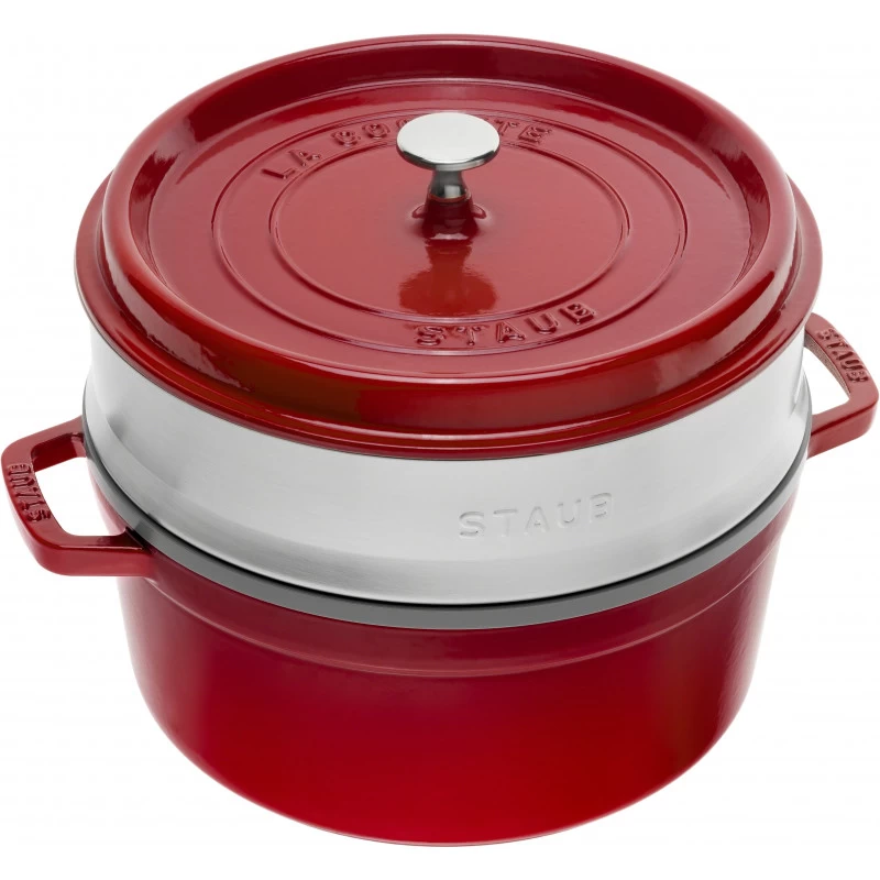Staub Round Cocotte With Steamer 26 Cm, Cherry 40510-601-0 4 Staub Round Cocotte With Steamer 26 Cm, Cherry 40510-601-0 - Image 2