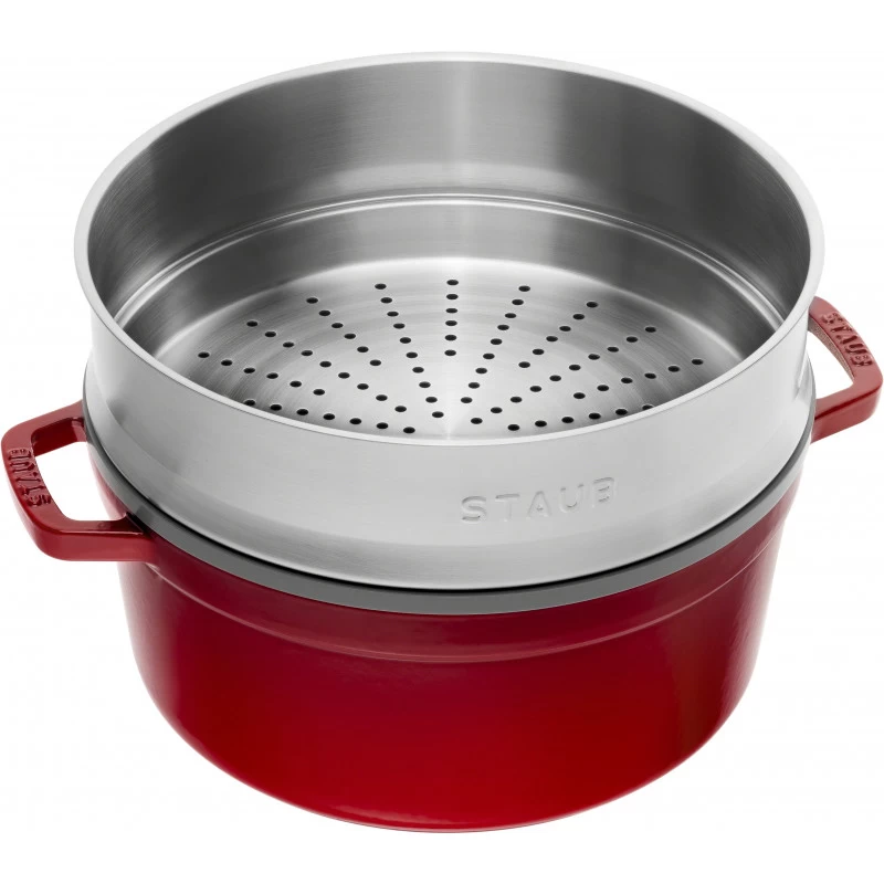 Staub Round Cocotte With Steamer 26 Cm, Cherry 40510-601-0 5 Staub Round Cocotte With Steamer 26 Cm, Cherry 40510-601-0 - Image 3