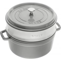 Staub Round Cocotte With Steamer 26 Cm, Graphite Grey 40510-605-0 -Staub Shop staub round cocotte with steamer 26 cm graphite grey 40510 605 0 1