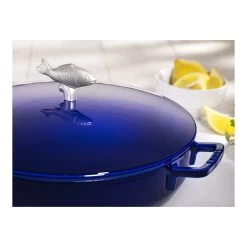 Staub Round Fish Cocotte 28 Cm, Dark Blue 40510-326-0 -Staub Shop staub round fish cocotte 28 cm dark blue 40510 326 0 1